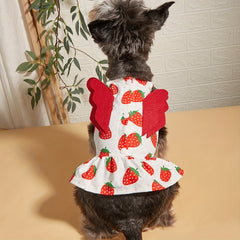 1pc かわいいフルーツグラフィックペットドレス羽の装飾通気性犬部屋着犬と猫のための夏のパーティー服 p0580582