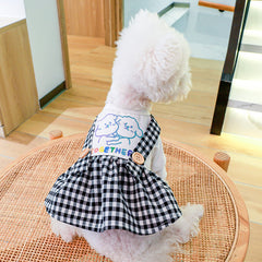 1pc グリッドペットオーバーオールドレス犬ジャンプスーツ薄型ペット衣装夏春子猫と子犬の装飾服