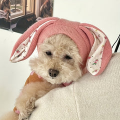 犬用のかわいいウサギの耳の形の帽子、秋冬の暖かいヘッドカバー p0580616