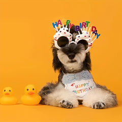 犬の誕生日パーティー用品 ペットパーティー 犬の誕生日帽子とバンダナセット 小型中型犬&猫用