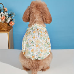 1pc ペットバブルスカート、小中型犬用フローラル衣服、可愛いプリンセスドレス、子猫子犬用サスペンダースカート